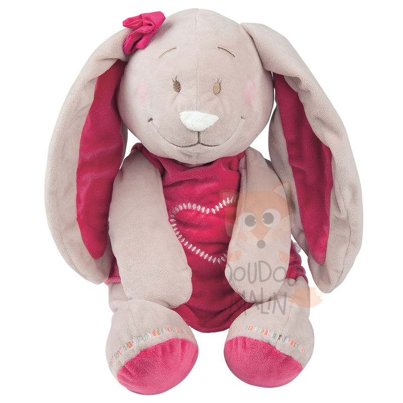 Noukies anna et pili peluche lapin beige rose coeur 25 cm 